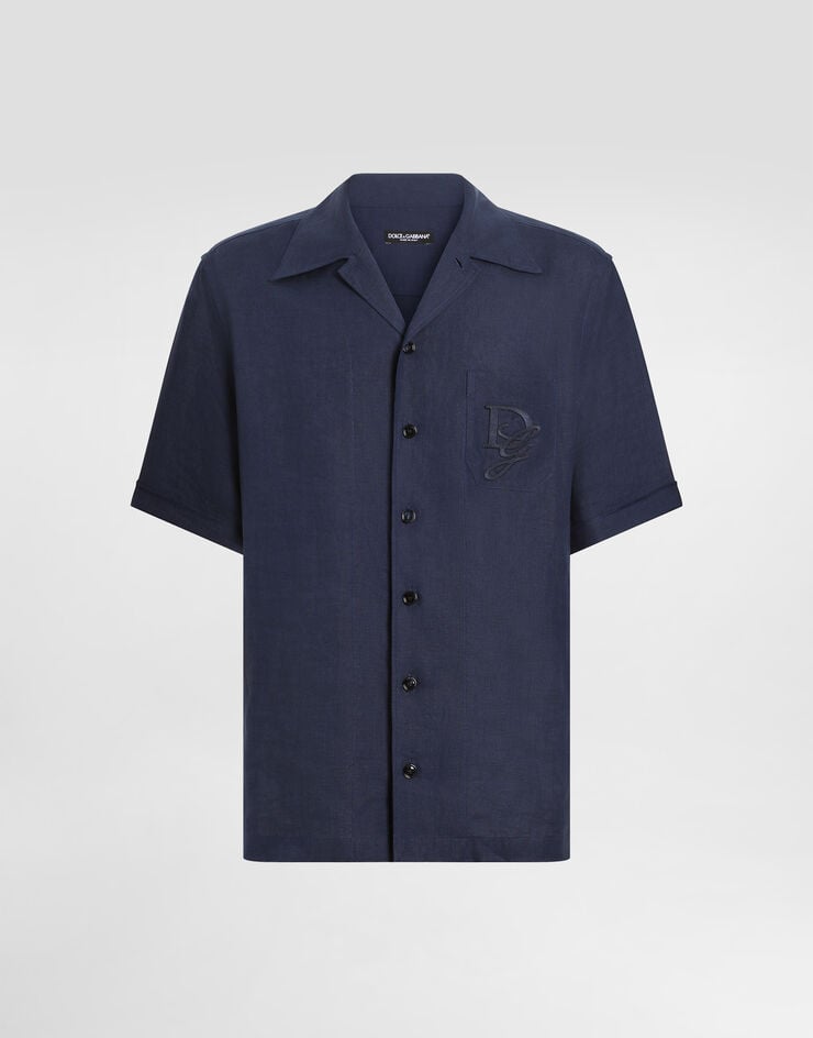 Dolce & Gabbana Camisa de lino con logotipo bordado
