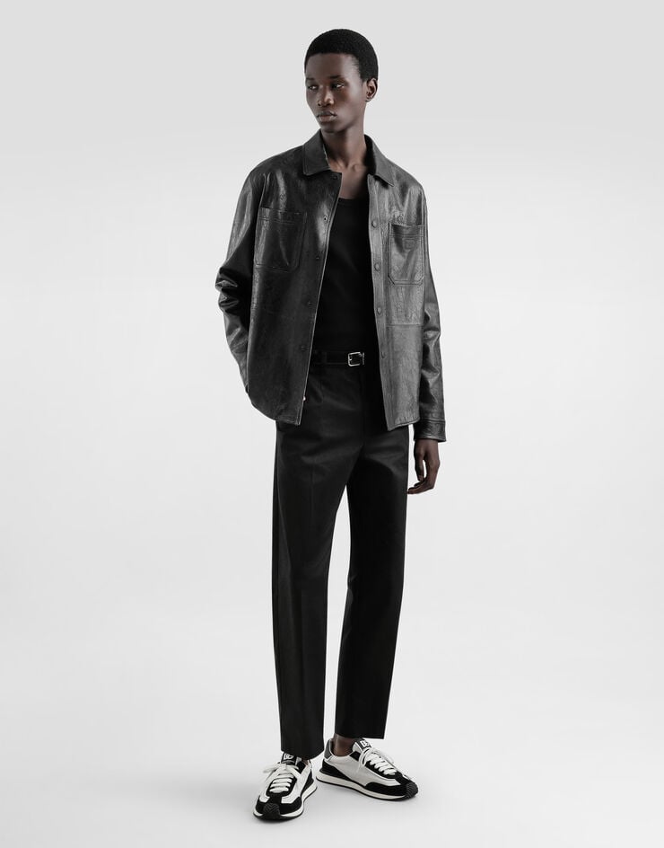 Dolce & Gabbana Camisa De Piel Con Placa Y Logotipo