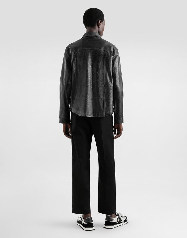 Dolce & Gabbana Camisa De Piel Con Placa Y Logotipo