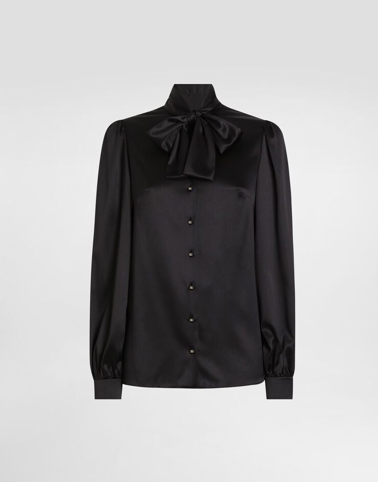 Dolce & Gabbana Camisa De Raso Con Lazo Al Cuello