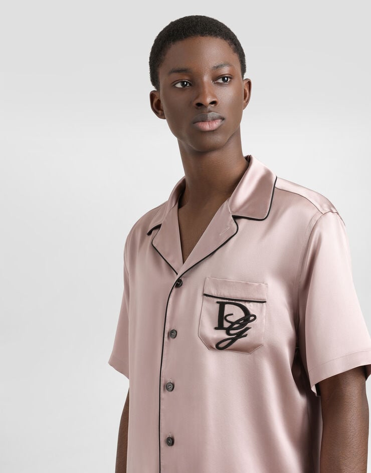 Dolce & Gabbana Camisa De Raso De Seda Con Logotipo