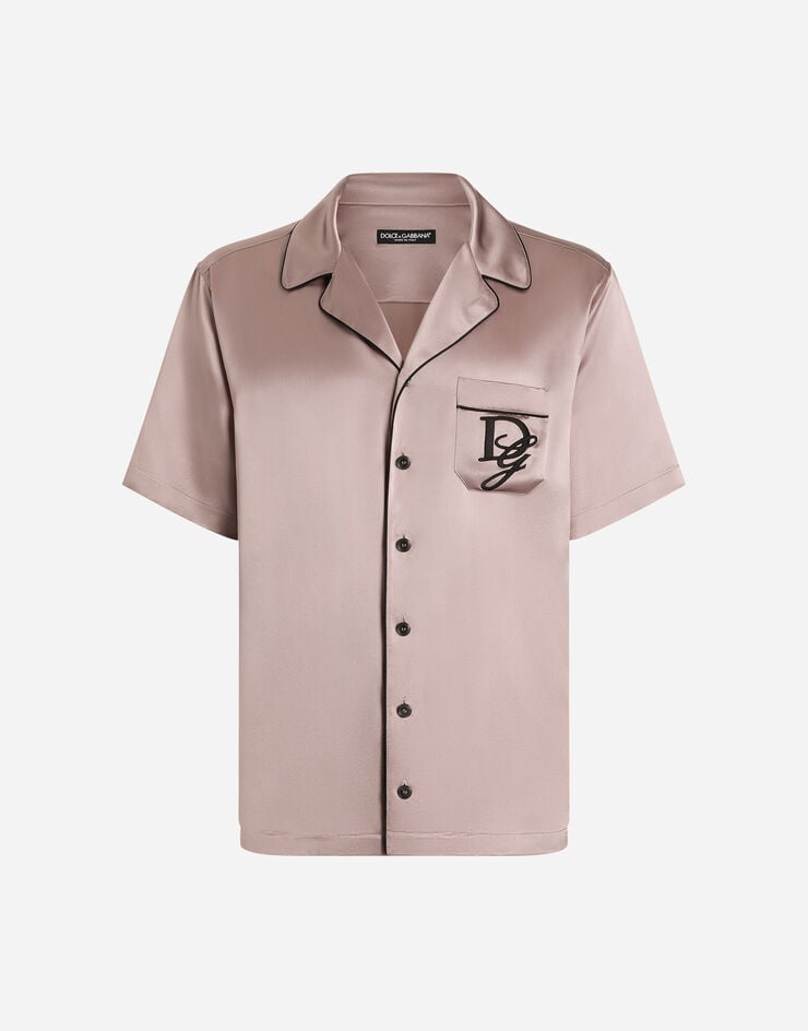 Dolce & Gabbana Camisa de raso de seda con logotipo