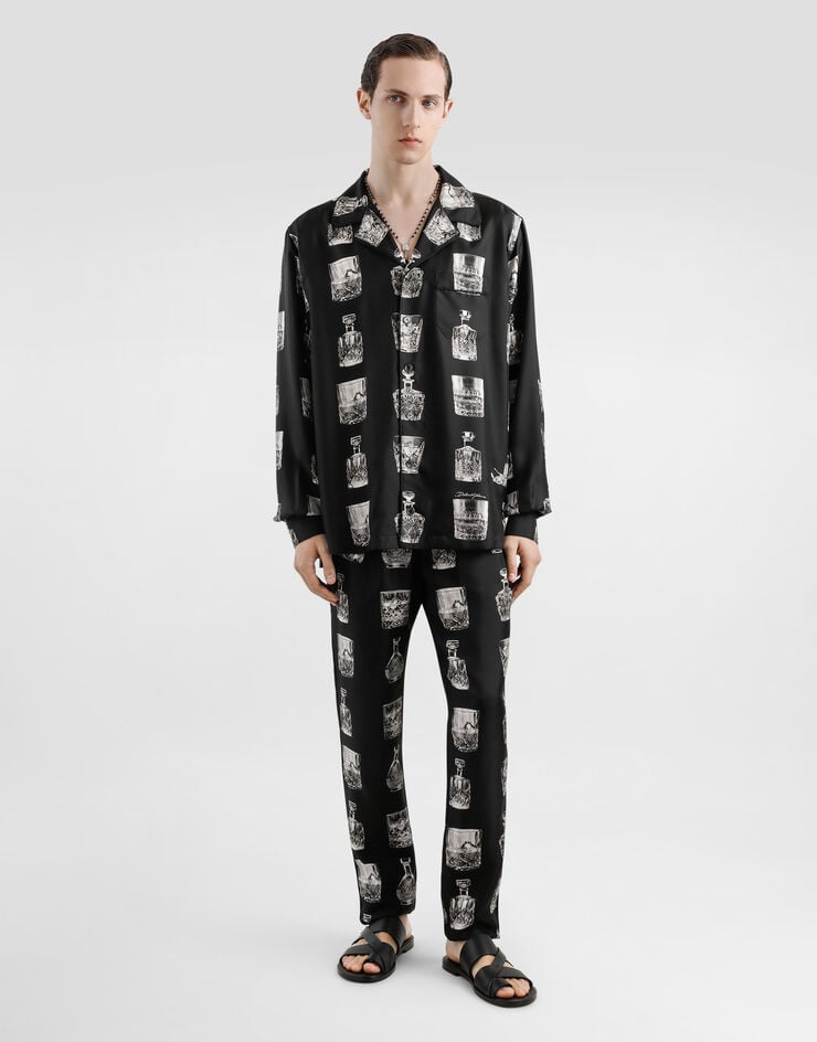 Dolce & Gabbana Camisa De Seda Con Estampado Licores