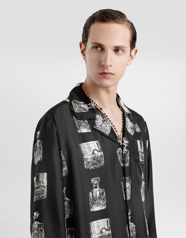 Dolce & Gabbana Camisa De Seda Con Estampado Licores