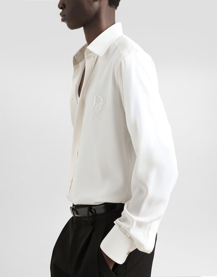 Dolce & Gabbana Camisa De Seda Con Logotipo Bordado