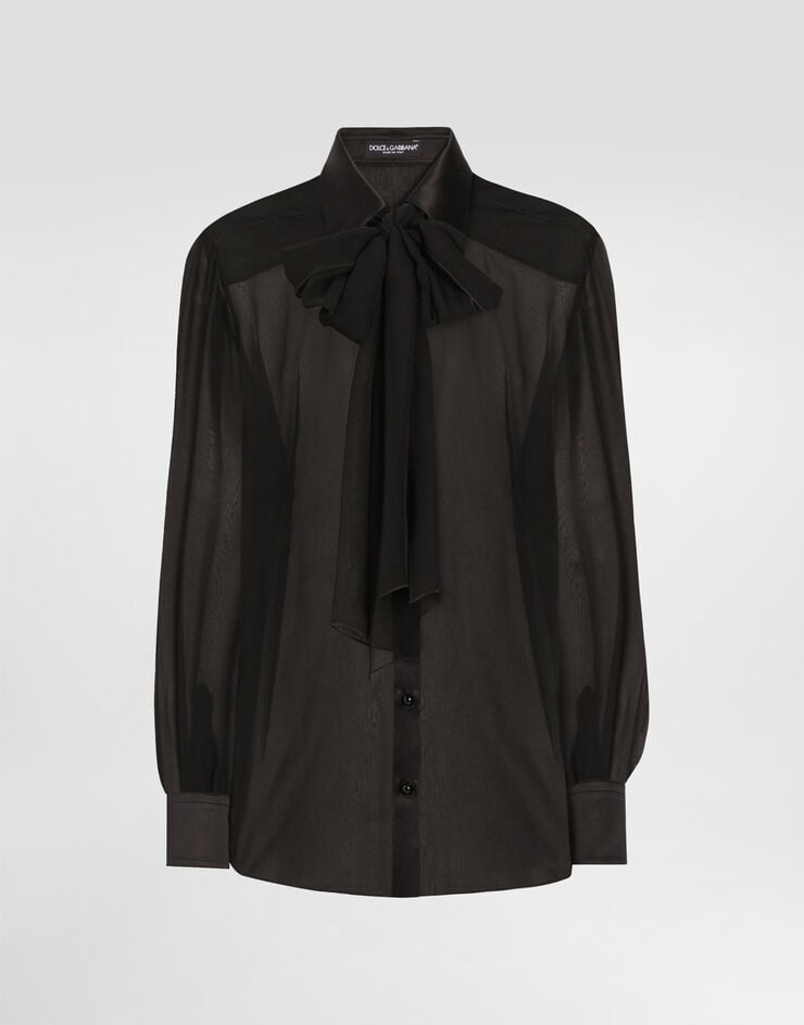 Dolce & Gabbana Camisa En Chifón De Seda Con Lazo