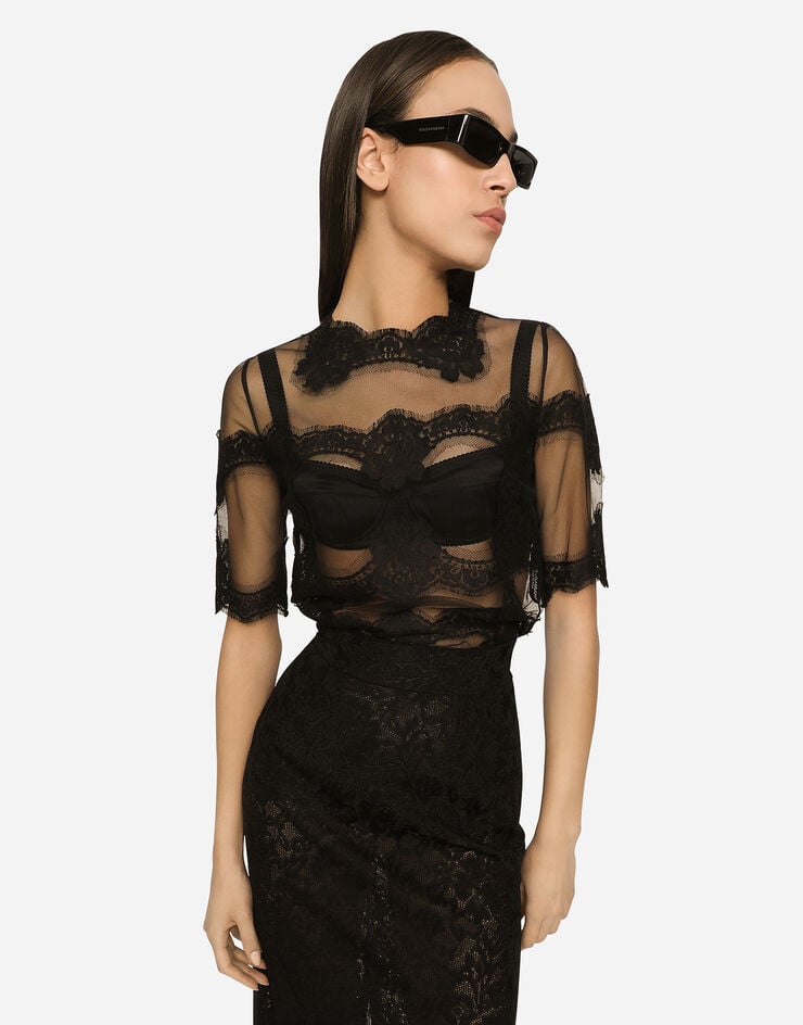 Dolce & Gabbana Falda Longuette En Punto De Encaje