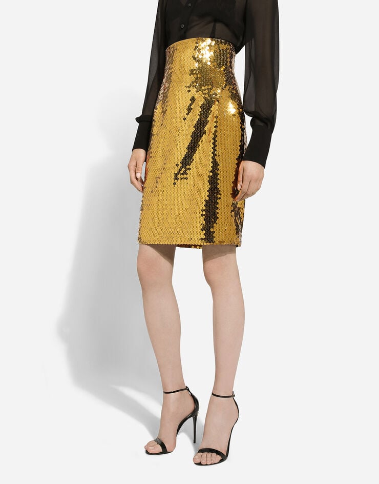 Dolce & Gabbana Falda Midi Talle Alto De Lentejuelas