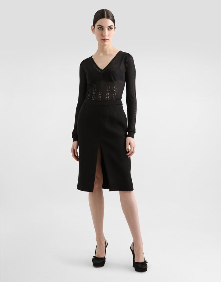 Dolce & Gabbana Jersey De Seda Con Cuello De Pico