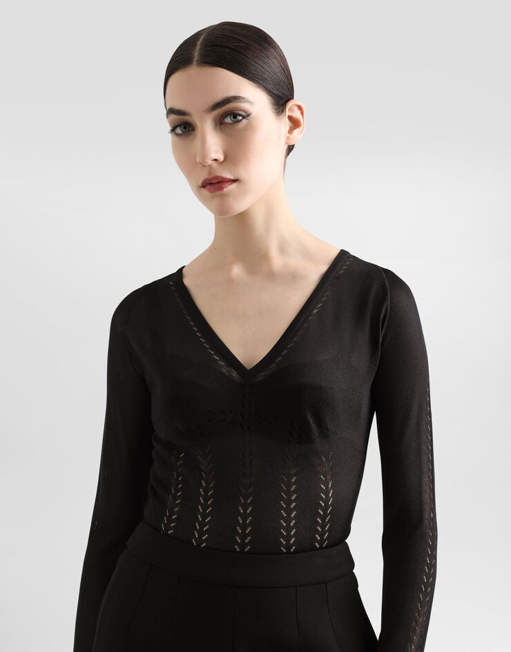 Dolce & Gabbana Jersey De Seda Con Cuello De Pico