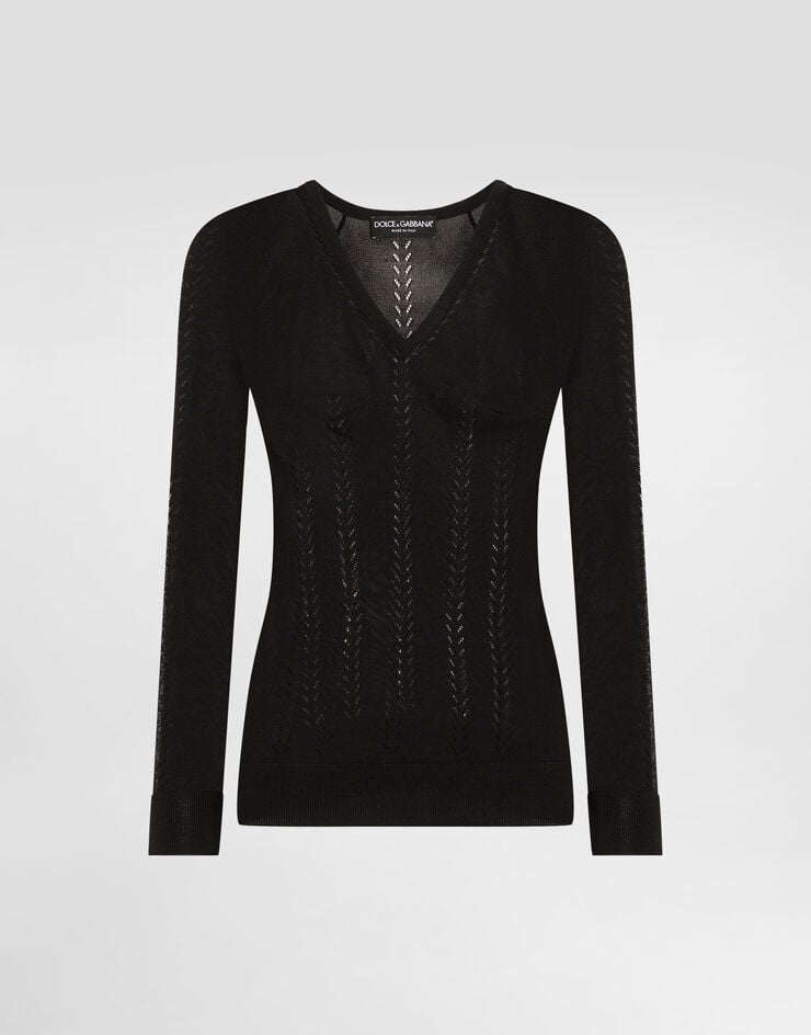 Dolce & Gabbana Jersey De Seda Con Cuello De Pico