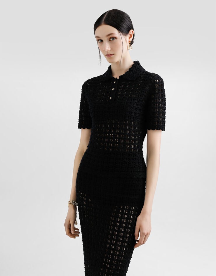 Dolce & Gabbana Polo De Lana En Punto De Encaje