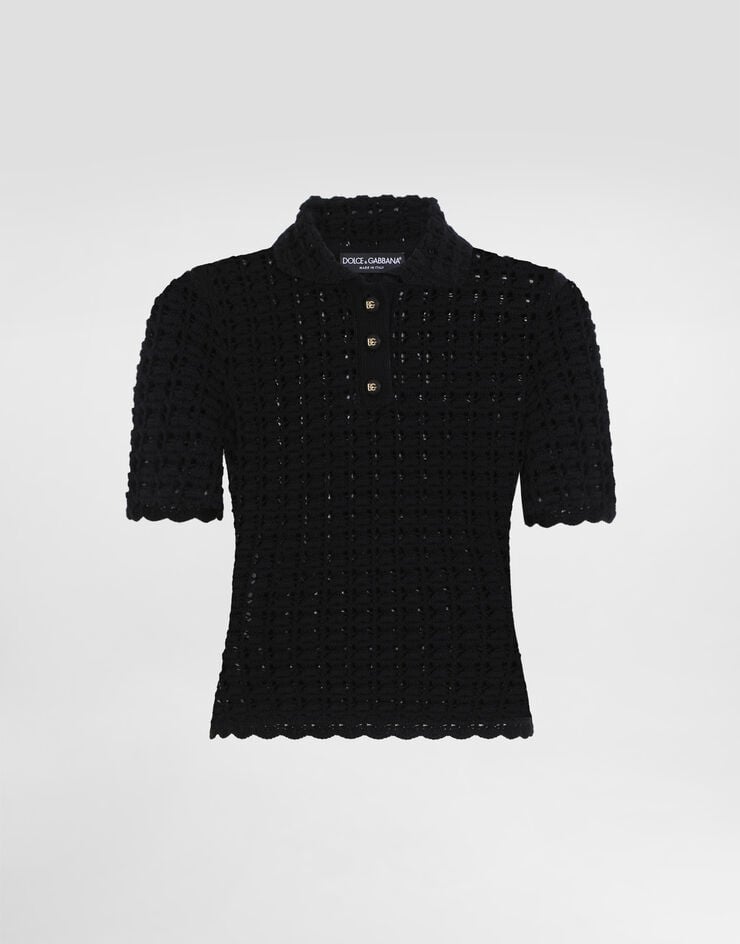 Dolce & Gabbana Polo de lana en punto de encaje