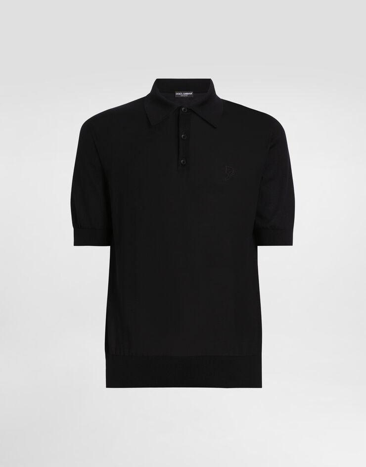 Dolce & Gabbana Polo de seda con logotipo bordado