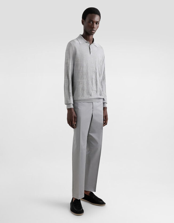 Dolce & Gabbana Polo De Seda Con Logotipo Jacquard