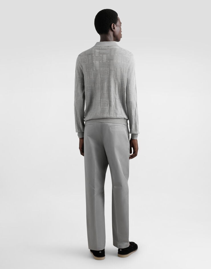 Dolce & Gabbana Polo De Seda Con Logotipo Jacquard