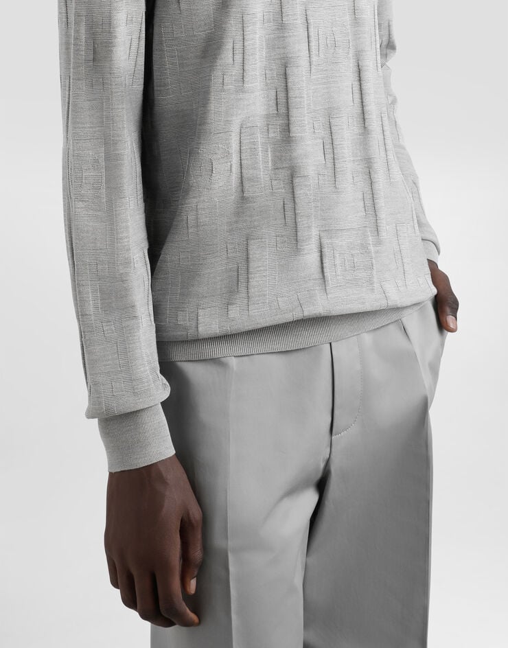 Dolce & Gabbana Polo De Seda Con Logotipo Jacquard