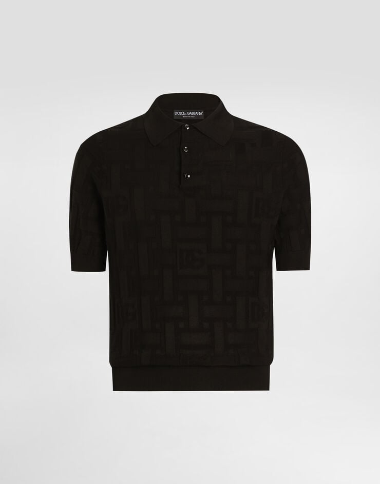 Dolce & Gabbana Polo de seda con logotipo jacquard