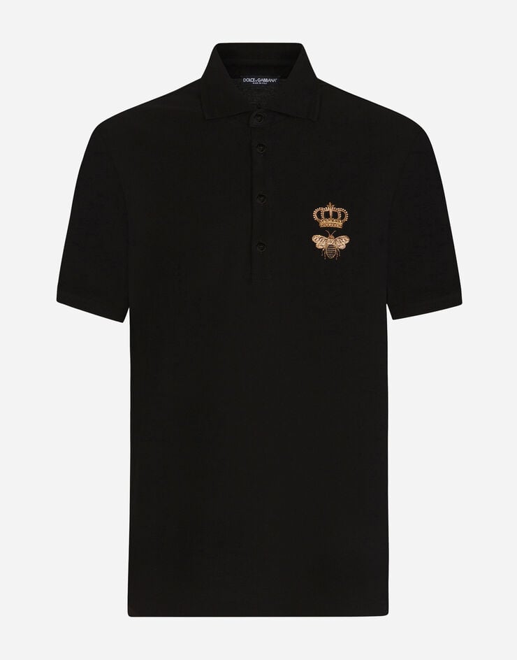 Dolce & Gabbana Polo en piqué de algodón con bordado