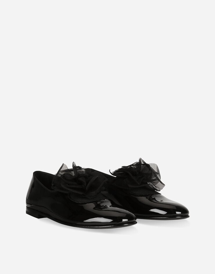 Dolce & Gabbana Slipper De Charol Con Flor Aplicada