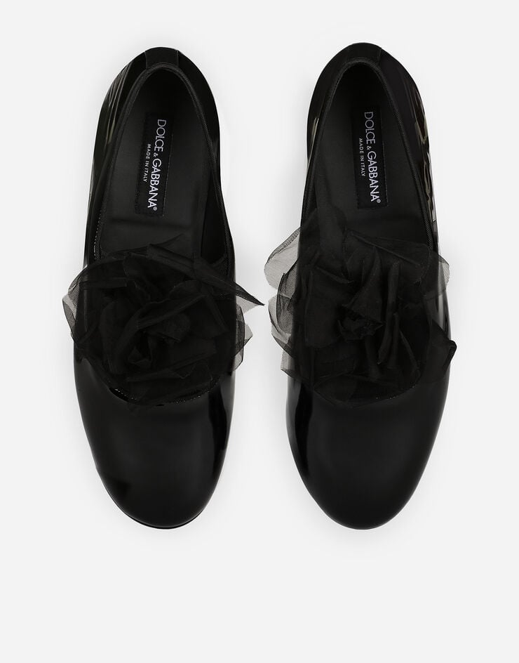 Dolce & Gabbana Slipper De Charol Con Flor Aplicada