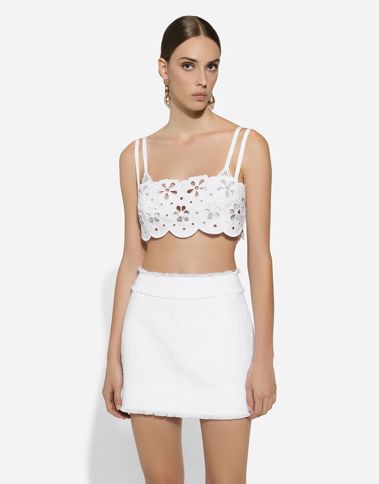Dolce & Gabbana Top De Algodón Con Bordado Cut-out