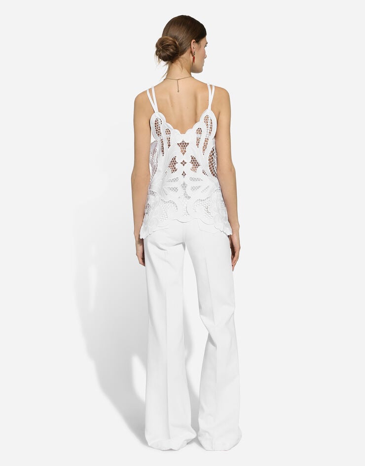 Dolce & Gabbana Top De Algodón Con Bordado Cut-out