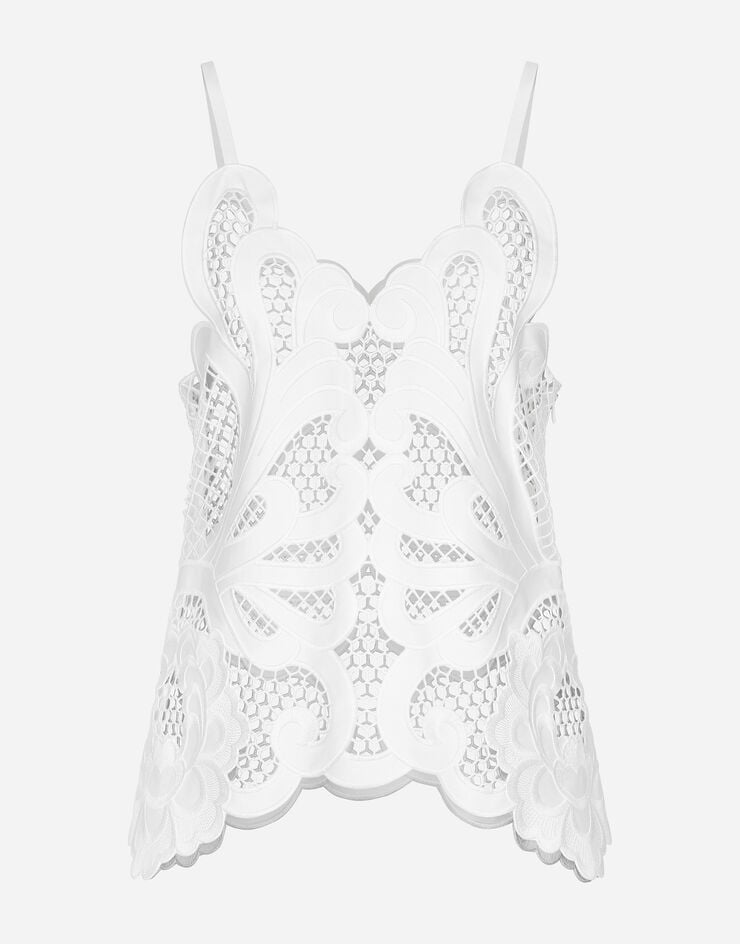 Dolce & Gabbana Top De Algodón Con Bordado Cut-out