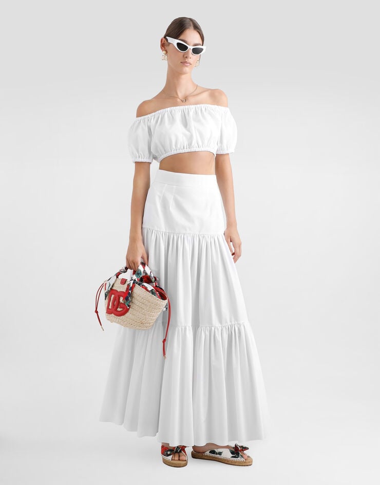 Dolce & Gabbana Top De Algodón Con Escote Bardot