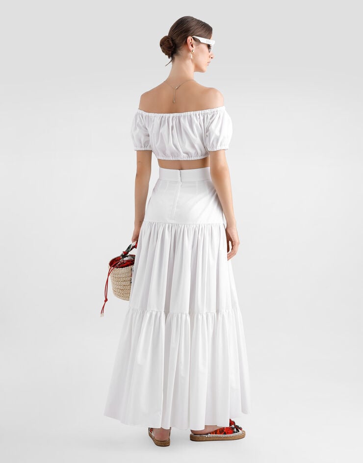 Dolce & Gabbana Top De Algodón Con Escote Bardot