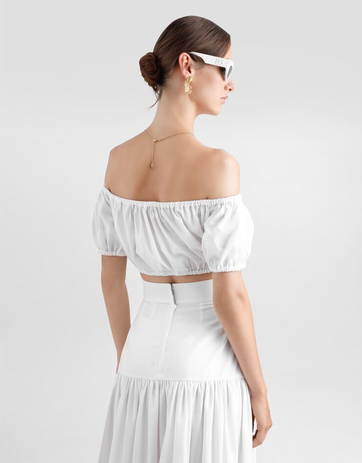 Dolce & Gabbana Top De Algodón Con Escote Bardot