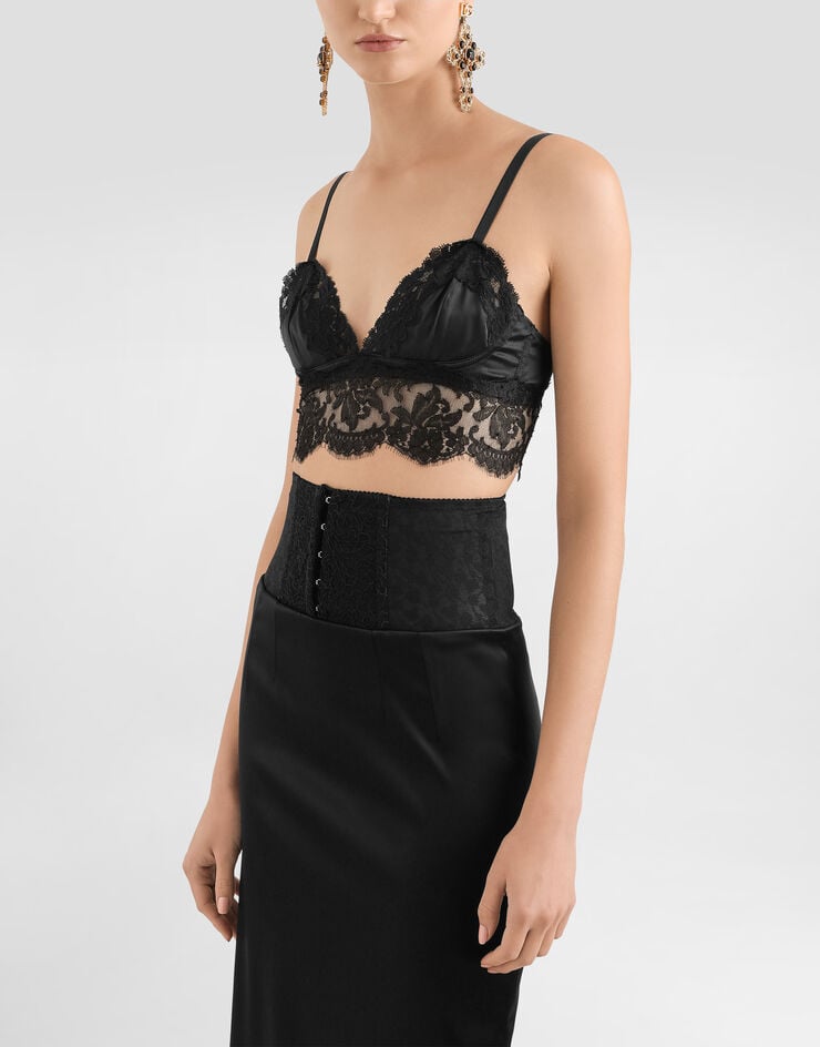 Dolce & Gabbana Top Estilo Bralette De Raso Y Encaje