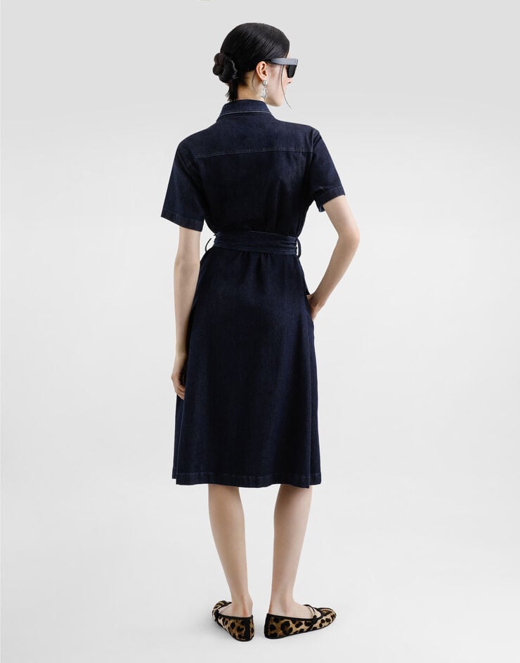 Dolce & Gabbana Vestido Camisero De Denim De Seda