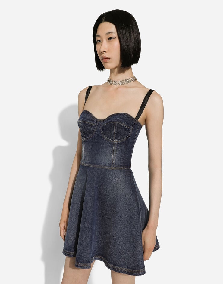 Dolce & Gabbana Vestido Corsetero Corto De Denim