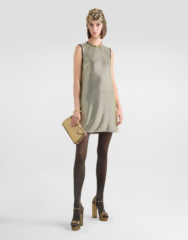 Dolce & Gabbana Vestido Corto En Malla De Cristales