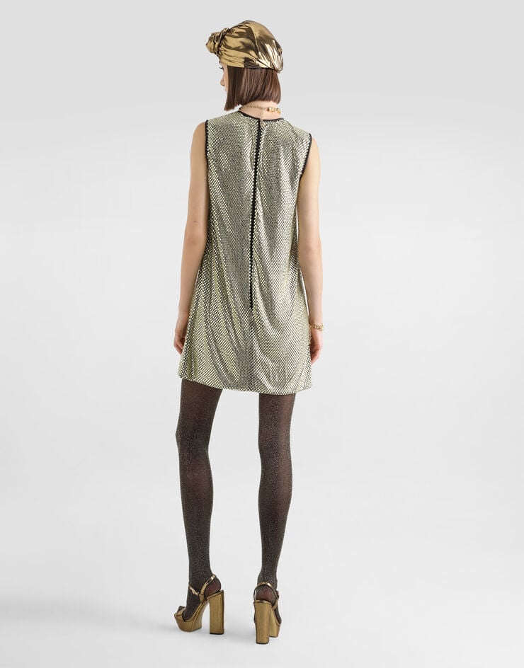 Dolce & Gabbana Vestido Corto En Malla De Cristales