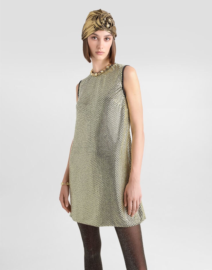 Dolce & Gabbana Vestido Corto En Malla De Cristales