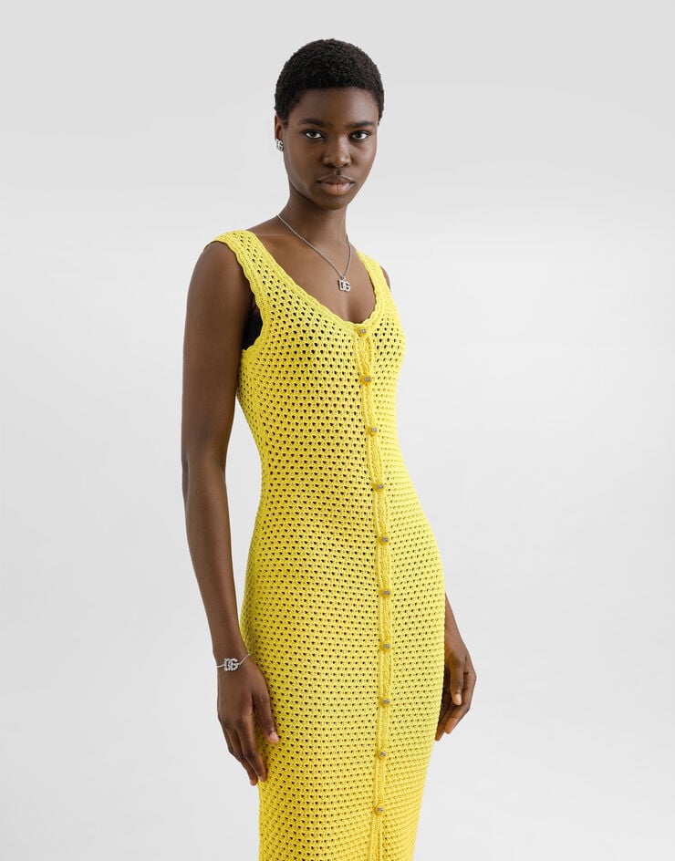 Dolce & Gabbana Vestido Largo De Punto De Ganchillo