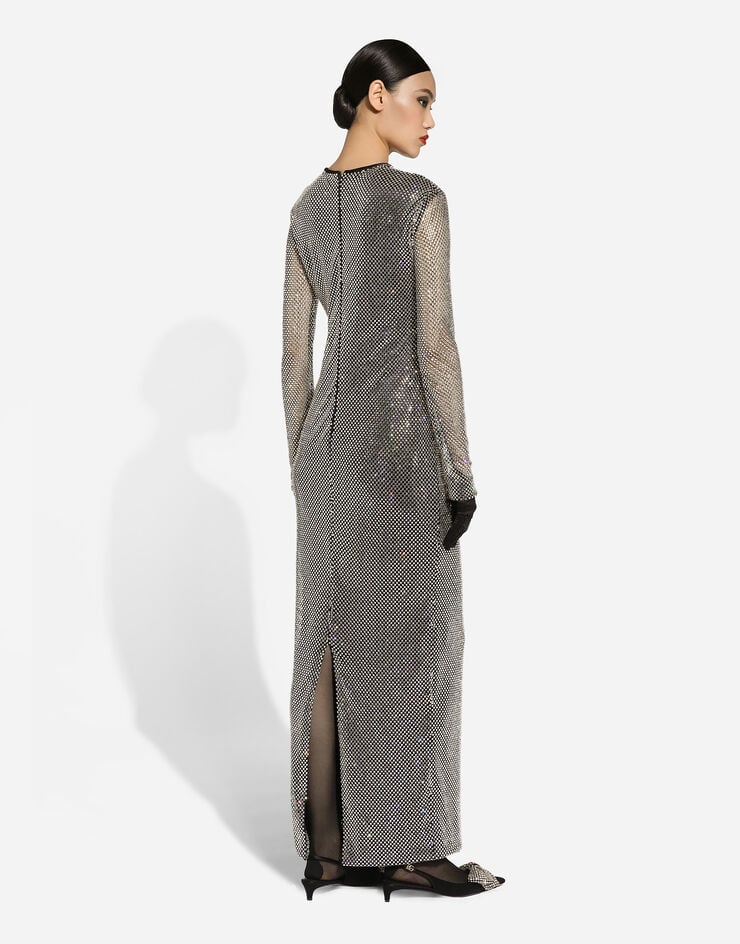 Dolce & Gabbana Vestido Largo En Malla De Cristales