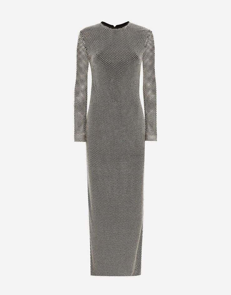 Dolce & Gabbana Vestido largo en malla de cristales