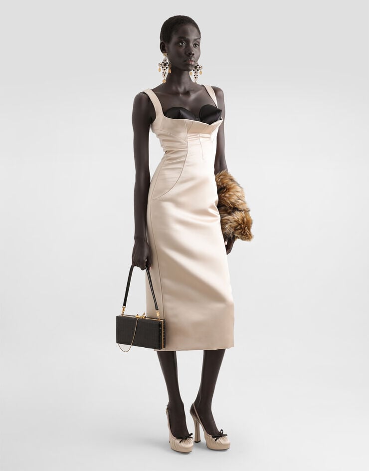 Dolce & Gabbana Vestido Longuette De Tubo De Raso