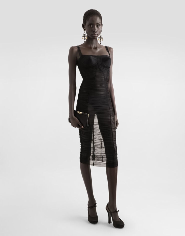 Dolce & Gabbana Vestido Longuette De Tul Drapeado