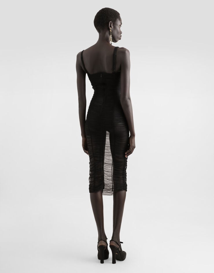 Dolce & Gabbana Vestido Longuette De Tul Drapeado