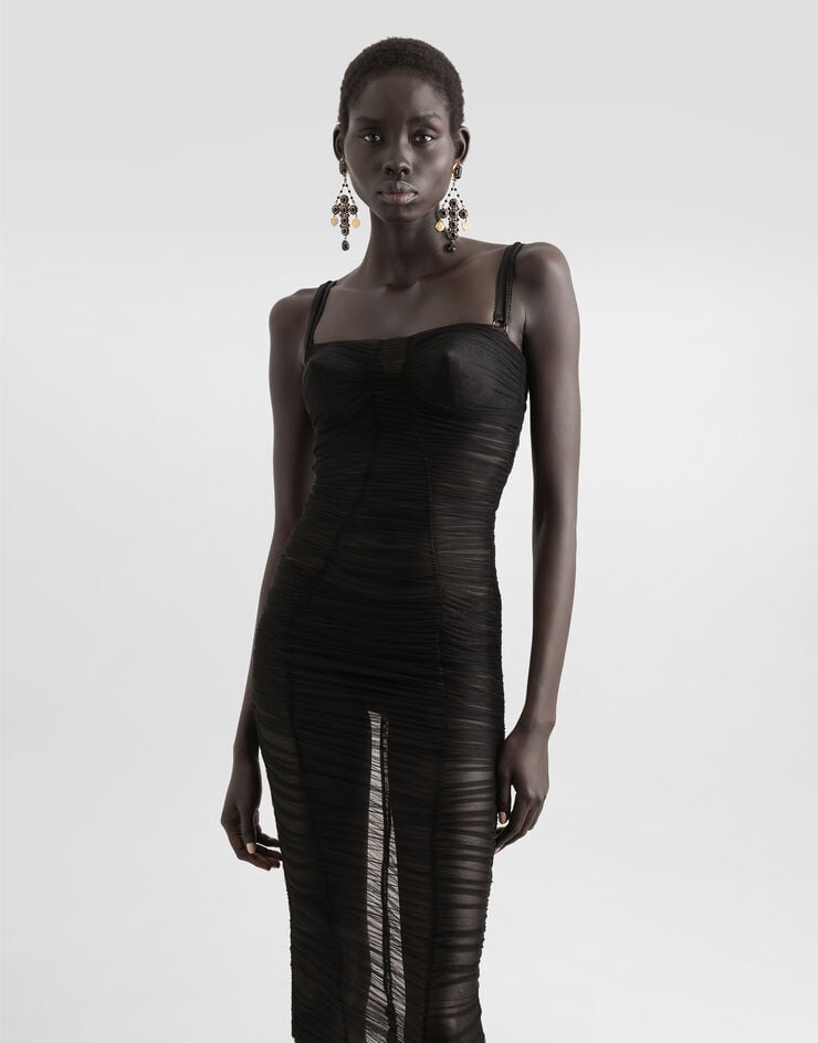 Dolce & Gabbana Vestido Longuette De Tul Drapeado