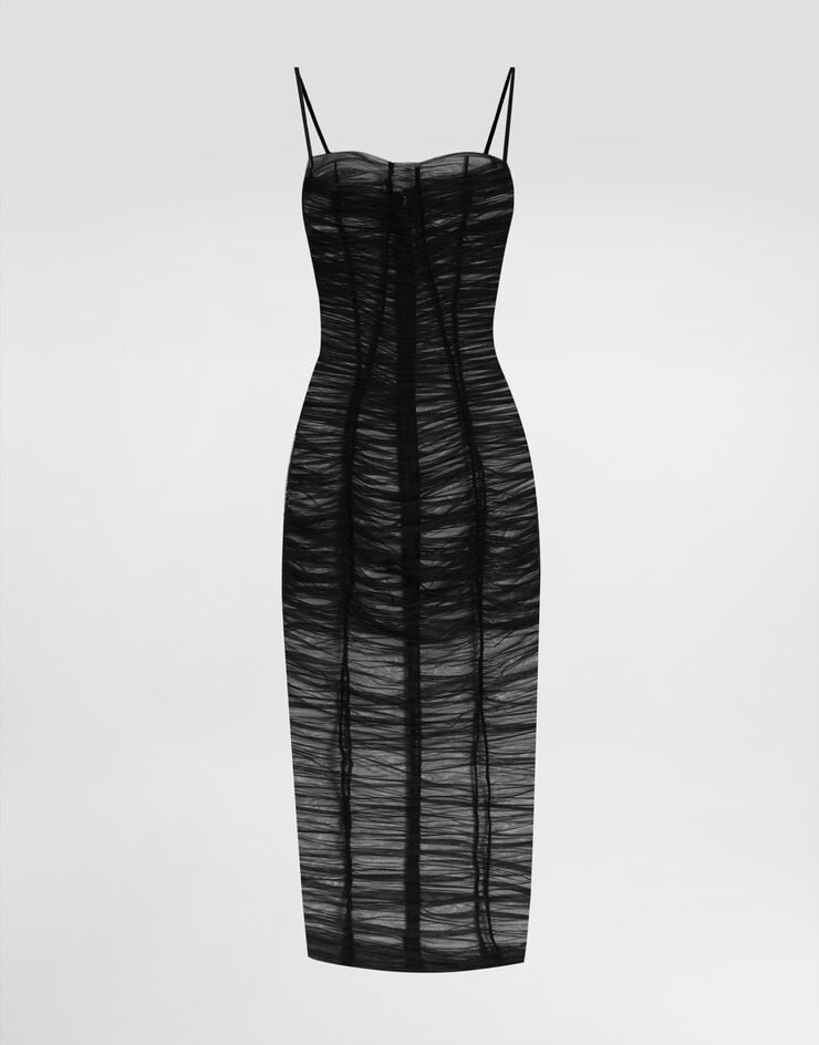 Dolce & Gabbana Vestido Longuette De Tul Drapeado