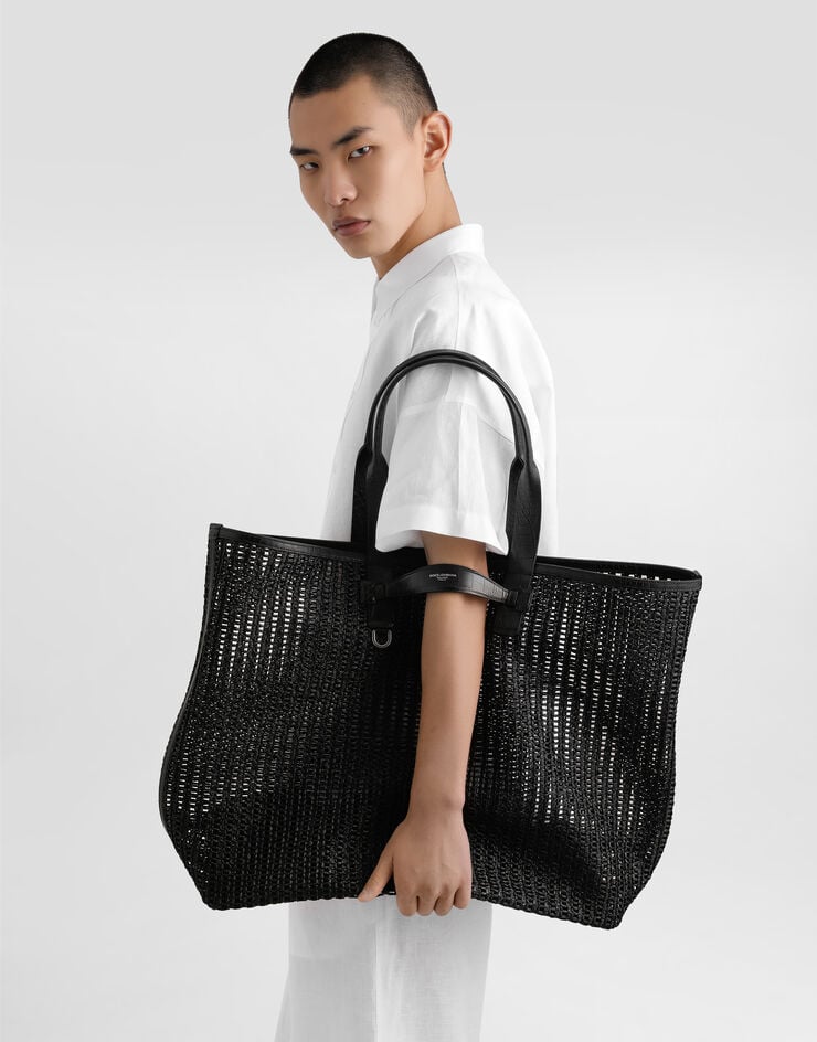 Dolce & Gabbana Woven Mesh And Calfskin Shopper