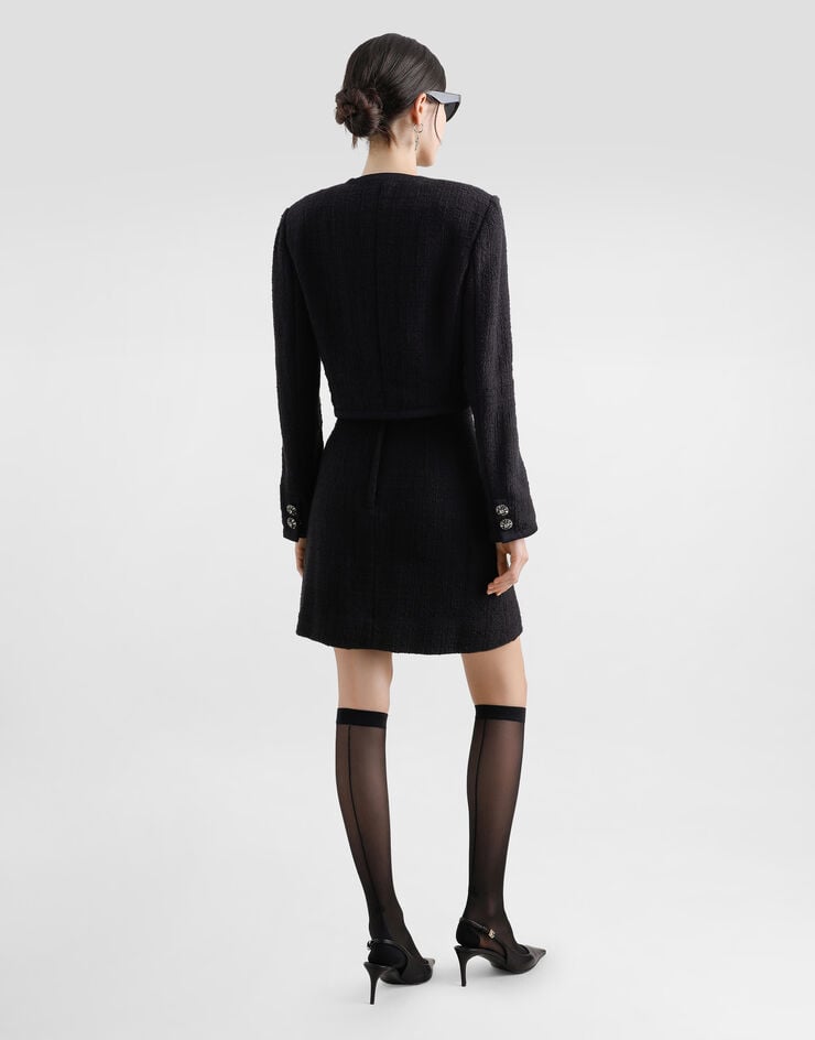 Dolce & Gabbana Falda Corta Acampanada De Tweed Raschel Con Botones Joya