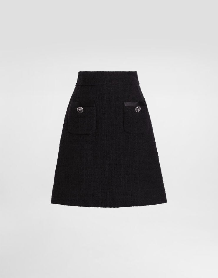 Dolce & Gabbana Falda Corta Acampanada De Tweed Raschel Con Botones Joya