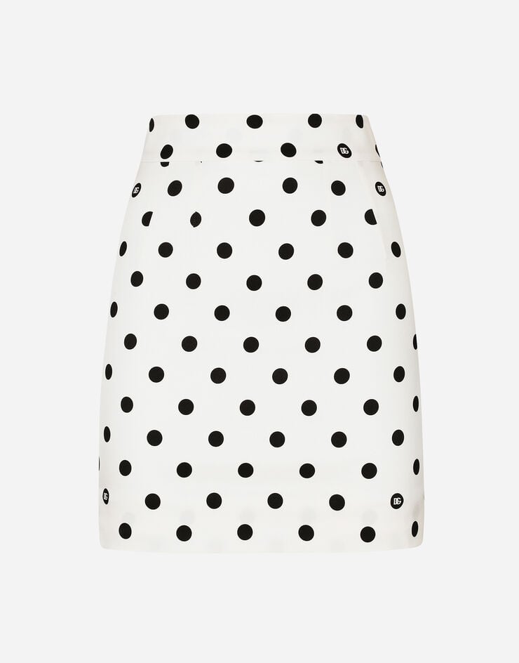 Dolce & Gabbana Falda corta de charmeuse con estampado de lunares