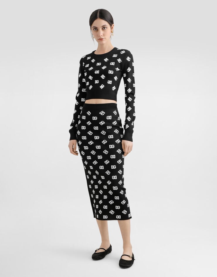 Dolce & Gabbana Falda De Tubo De Viscosa Con Logotipo DG Jacquard